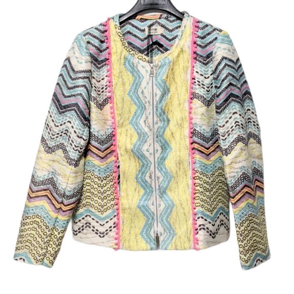 NWT MOLLY BRACKEN Striped Chevron Jacket L - Picture 7 of 7